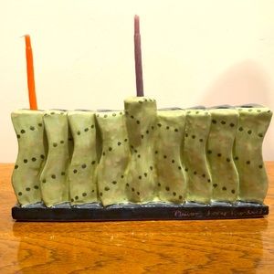 Ceramic Chanukah Menorah, Handmade by Ceramic Artist Miriam Loory Krombach